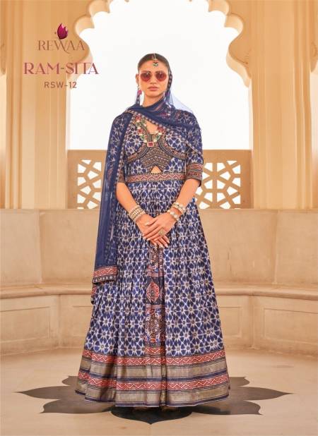 Blue Colour Ram-Sita By Rewaa Designer Wedding Wear Gown With Dupatta Manufacturers RSW-12